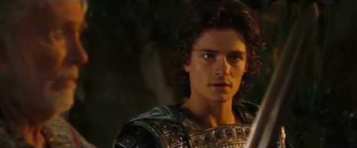 Paris hands the Sword of Troy to Aeneas in Troy (2004)